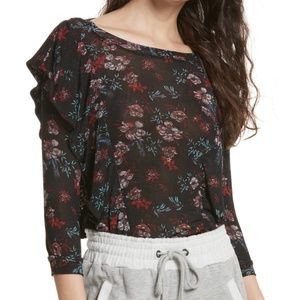 Free People | Floral & Bird Ruffle Blouse Top